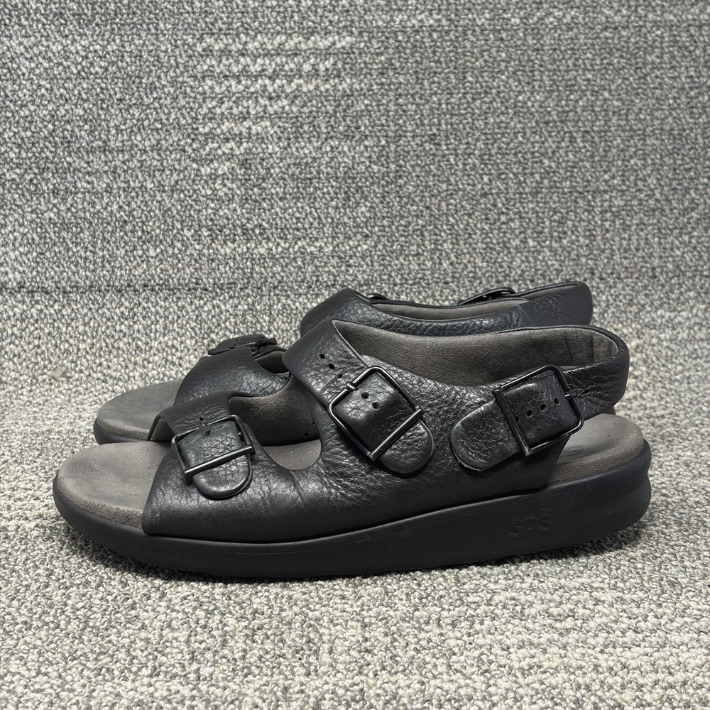 SAS Relaxed Heel Strap Tripad Comfort Women's 8.5 M Black Leather Buckle Sandals